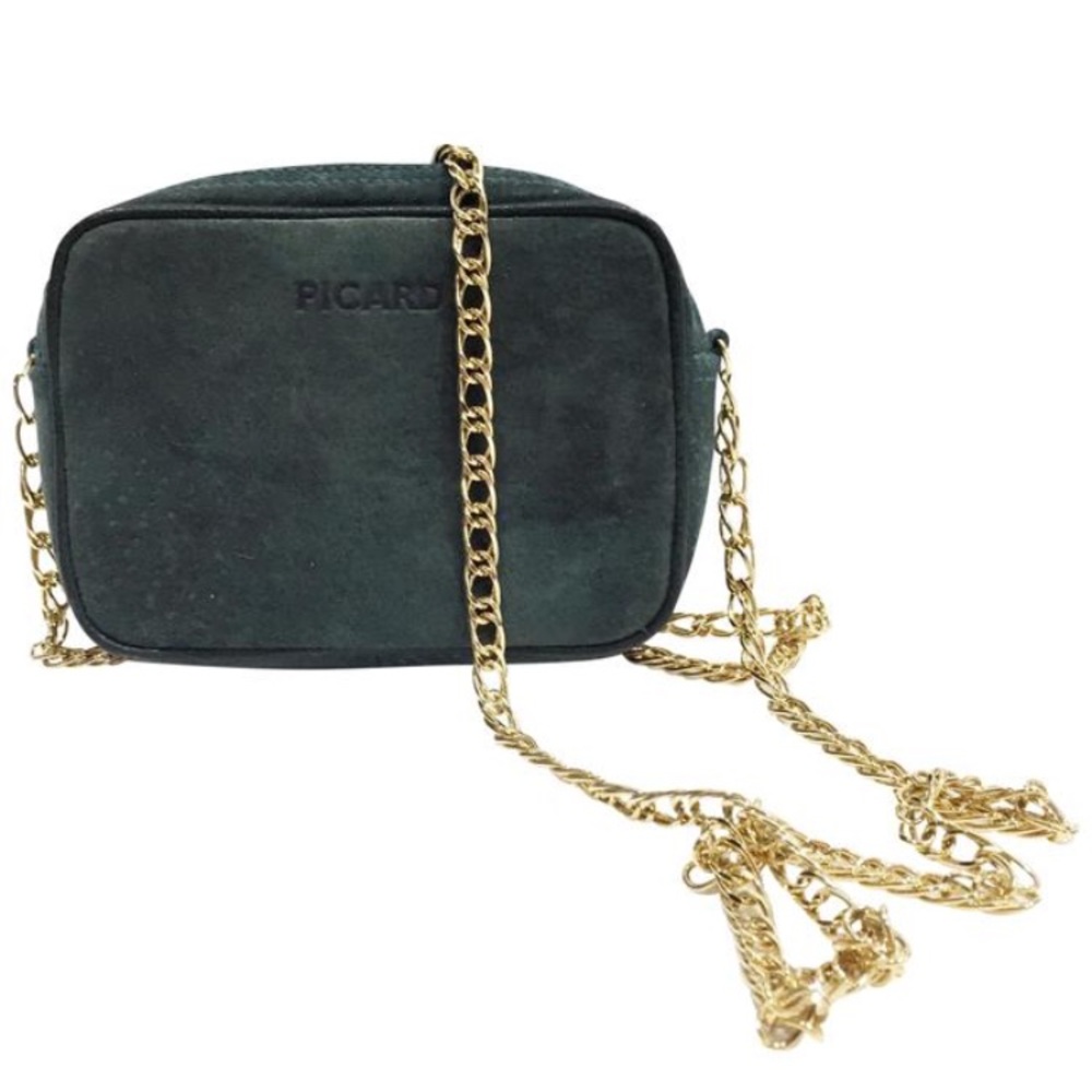 Vintage green suede Picard chain strap bag